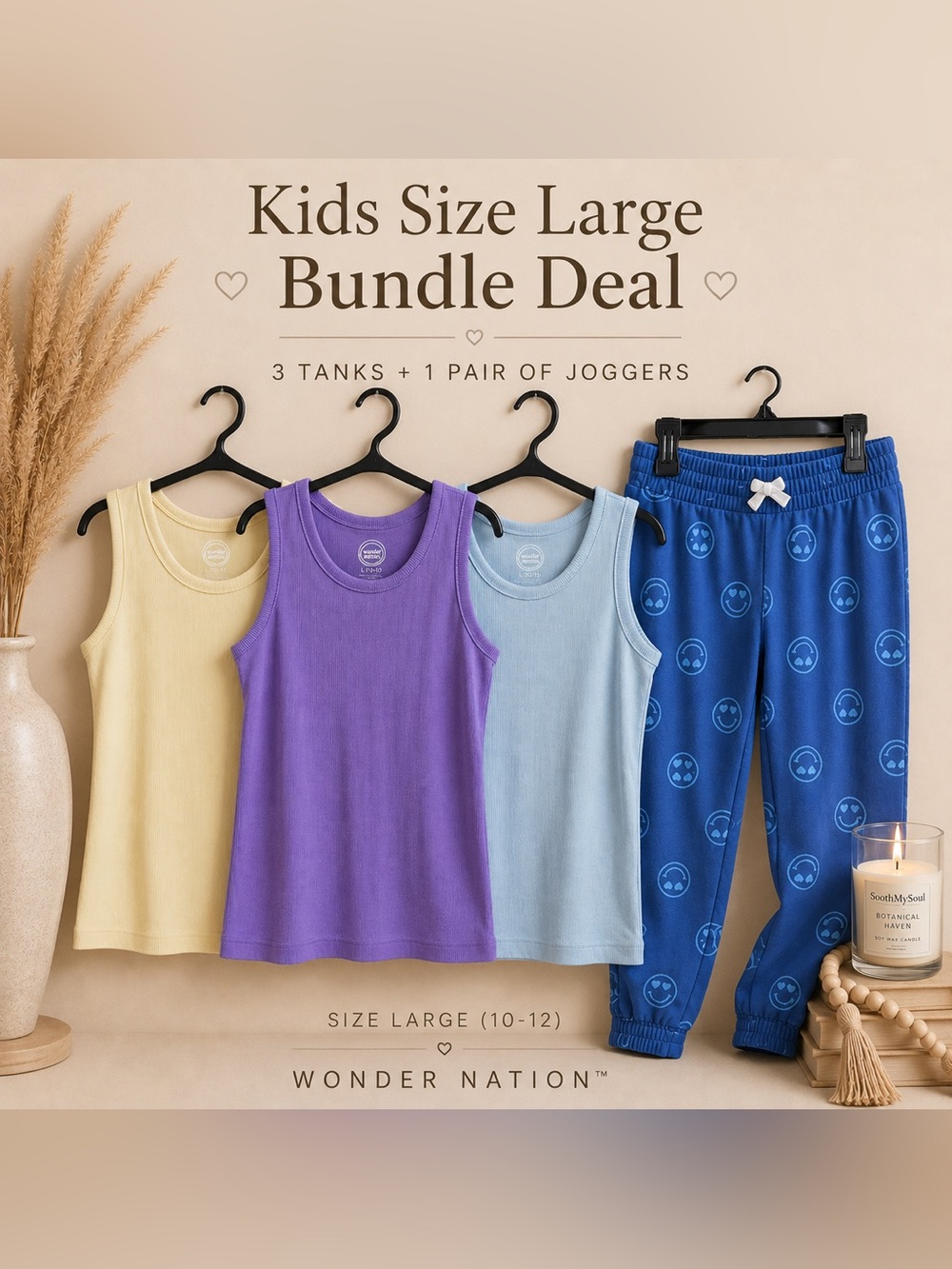 4 PC Kids Bundle | Wonder Nation | Kids Size L 10-12